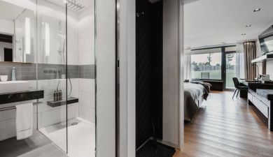 View of the bathroom and bedroom